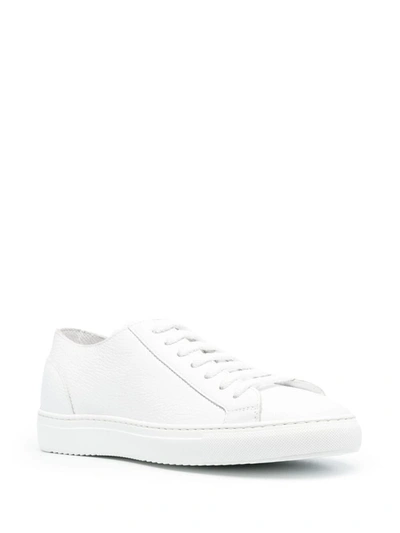 Shop Doucal's Leather Sneakers In White