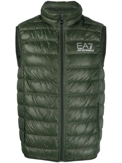 Shop Ea7 Emporio Armani Logo Down Vest In Green