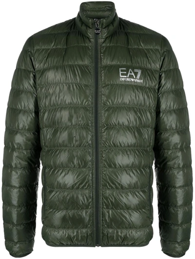 Shop Ea7 Emporio Armani Logo Down Jacket In Green