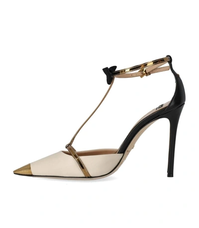 Shop Elisabetta Franchi Black Butter Pump With Bow In White