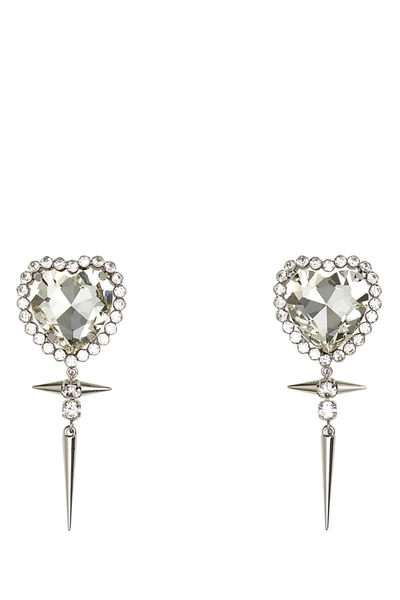 Shop Alessandra Rich Earrings In Cry-silver