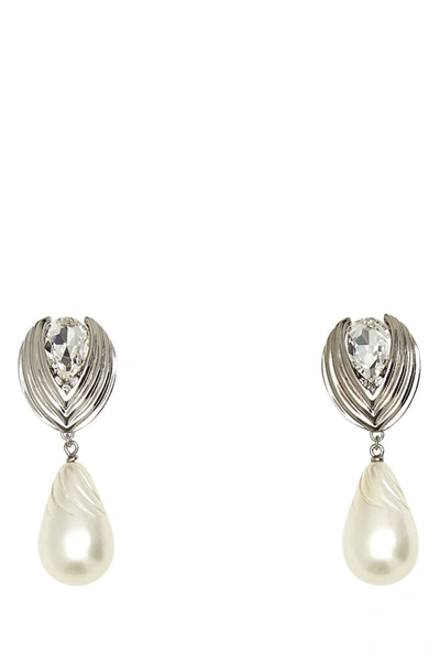 Shop Alessandra Rich Earrings In Cry-silver