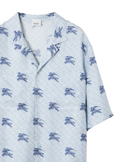 Shop Burberry Shirts In Navy Ip Pattern