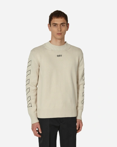 Shop Off-white Stitch Arrows Diags Knit Sweater In Beige