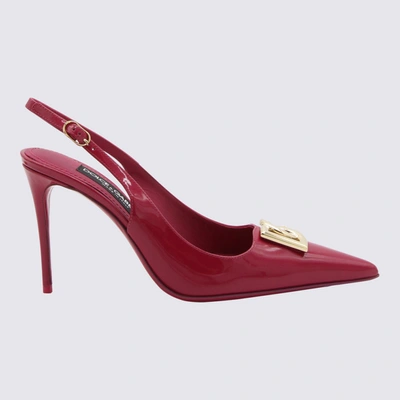 Shop Dolce & Gabbana Fuchsia Leather Slingback Pumps In Red