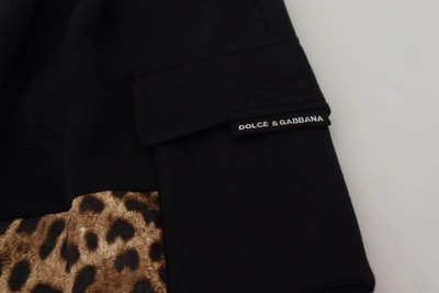 Shop Dolce & Gabbana Black Brown Leopard Dgprint Men Casual Men's Shorts In Black And Brown