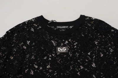 Shop Dolce & Gabbana Black Floral Lace Cotton Shift Mini Women's Dress