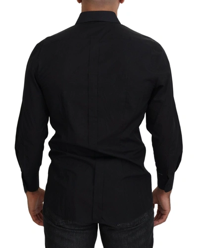 Shop Dolce & Gabbana Black Gold Cotton Collared Long Sleeve Men's Shirt