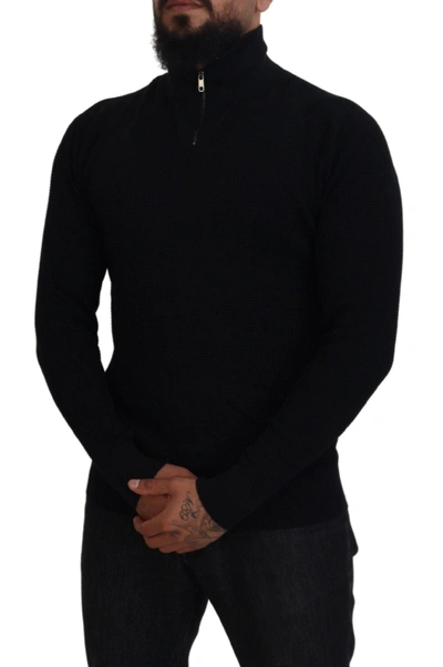 Shop Dolce & Gabbana Black Silk Turtle Neck Pullover Men's Sweater