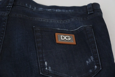 Shop Dolce & Gabbana Dark Blue Cotton Stretch Skinny Denim Men's Jeans