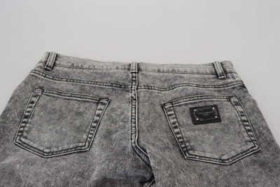 Shop Dolce & Gabbana Grey Washed Cotton Slim Fit Men Denim Men's Jeans In Gray