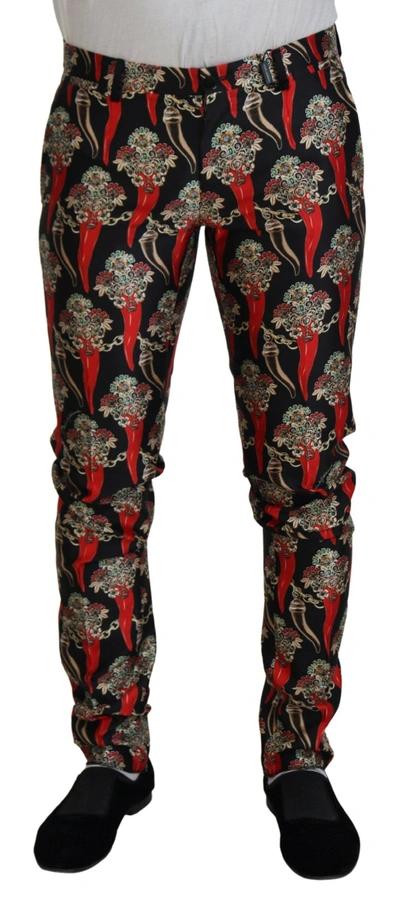 Shop Dolce & Gabbana Multicolor Floral Silk Skinny Men's Pants