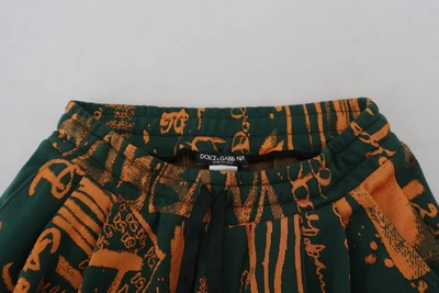 Shop Dolce & Gabbana Multicolor Logo Print Silk Cargo Jogger Men's Pants