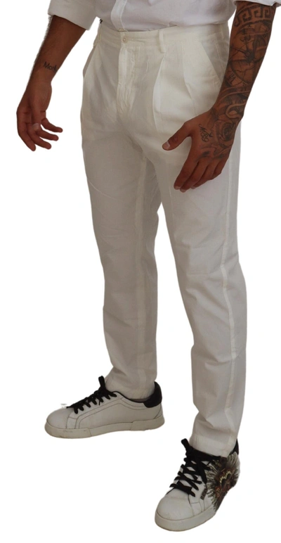 Shop Dolce & Gabbana White Cotton Skinny Chino Men's Pants