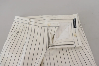 Shop Dolce & Gabbana White Stripes Cotton Skinny Chino Men's Pants