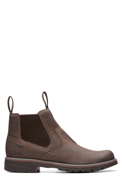 Shop Clarks Morris Easy Chelsea Boot In Dark Brown Waxy