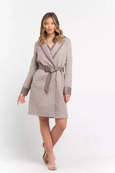 Shop Trussardi Chic Beige Cotton Kimono Coat With Contrasting Women's Accents