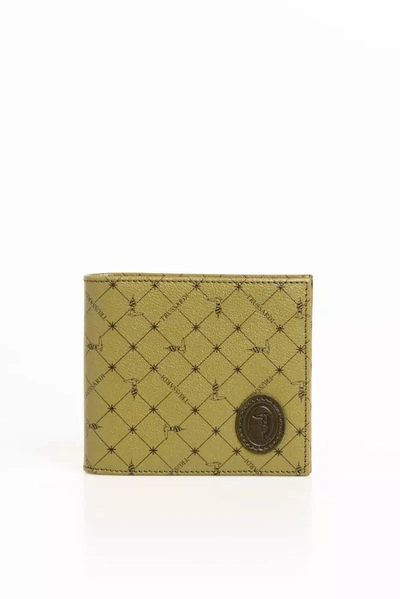 Shop Trussardi Elegant Green Crespo Leather Monogram Men's Wallet