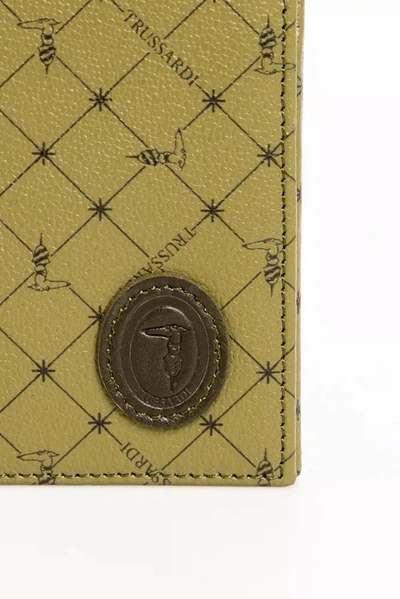 Shop Trussardi Elegant Green Crespo Leather Monogram Men's Wallet