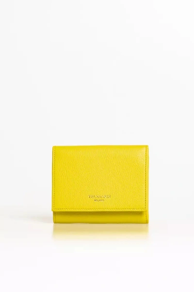 Shop Trussardi Elegant Yellow Mini Leather Women's Wallet
