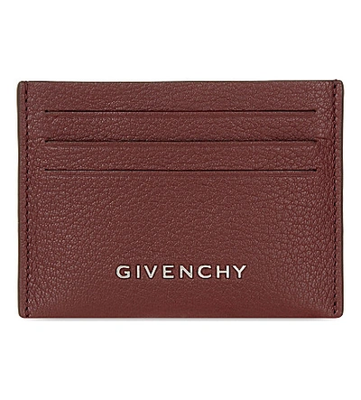Givenchy Grained Leather Card Holder In Oxblood