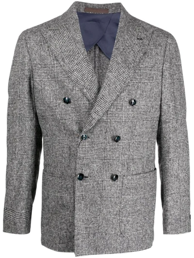 Shop Barba Double Breasted Jacket Clothing In Grey