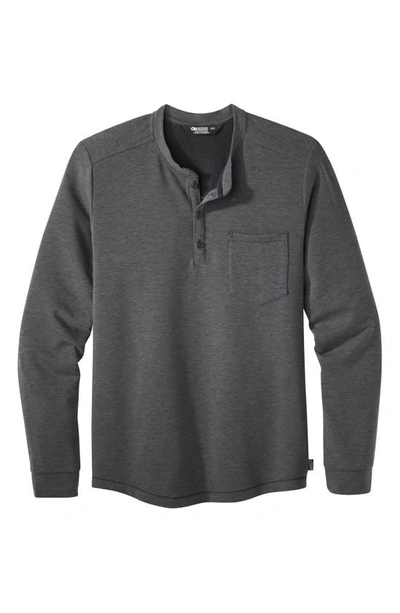 Outdoor Research Aberdeen Long Sleeve Pocket Henley In Black Heather