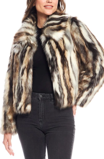 Shop Donna Salyers Fabulous-furs Donna Salyers Fabulous Furs Desert Dream Faux Fur Jacket In Multi Beige