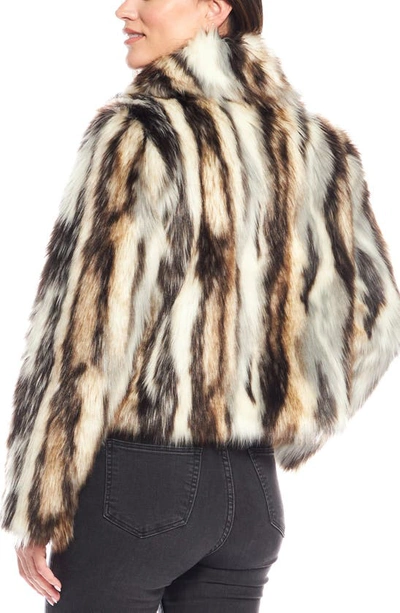 Shop Donna Salyers Fabulous-furs Desert Dream Faux Fur Jacket In Multi Beige