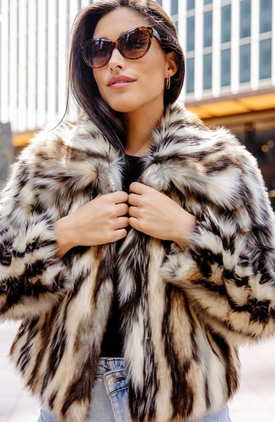 Donna Salyers Fabulous-furs Desert Dream Faux Fur Jacket In Multi Beige