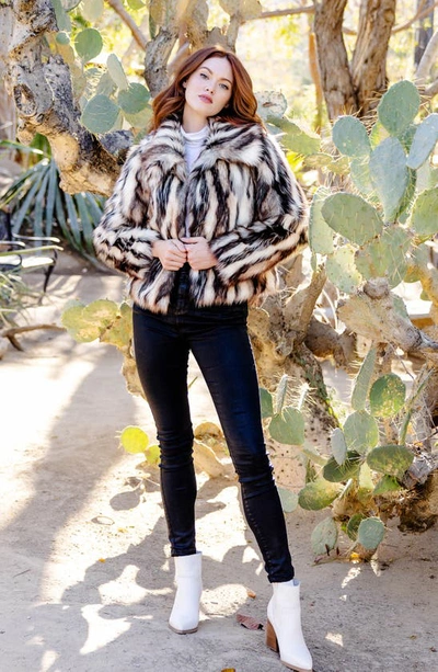 Donna Salyers Fabulous-furs Desert Dream Faux Fur Jacket In Multi Beige