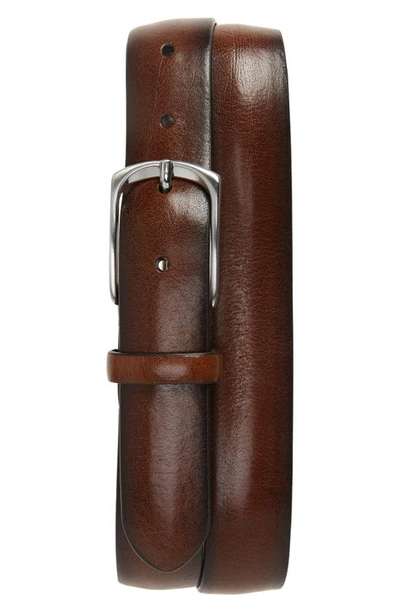 Shop Canali Buffed Leather Belt In Brown