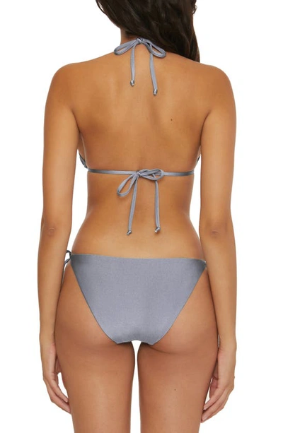 Shop Becca Color Sheen Tie Side Bikini Bottoms In Blu Shadow