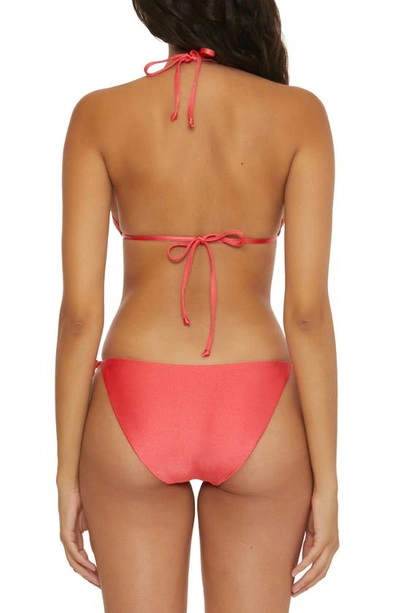 Shop Becca Color Sheen Tie Side Bikini Bottoms In Paprika