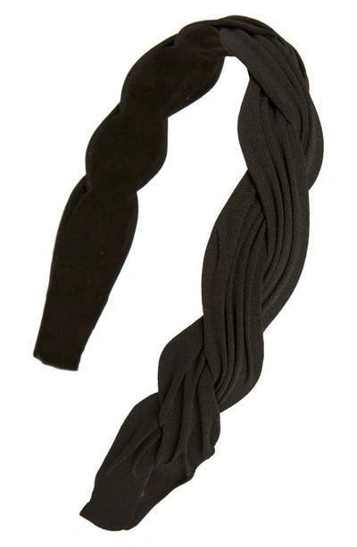 Shop Tasha Braided Pleated Headband In Black