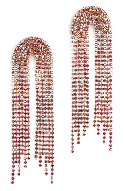 Shop Deepa Gurnani Warren Crystal Drop Earrings In Ruby Iridescent