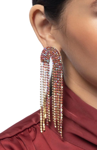 Shop Deepa Gurnani Warren Crystal Drop Earrings In Ruby Iridescent