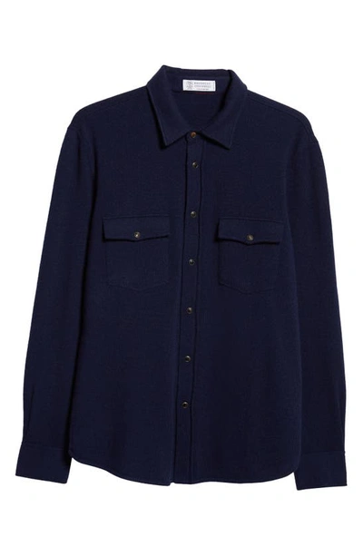 Shop Brunello Cucinelli Solomeo Wool, Cashmere & Silk Cardigan In Blue