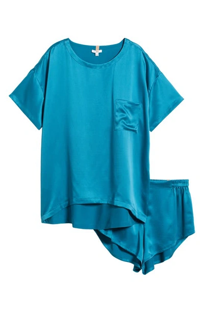 Shop Lunya Washable Silk Short Pajamas In Slope Teal