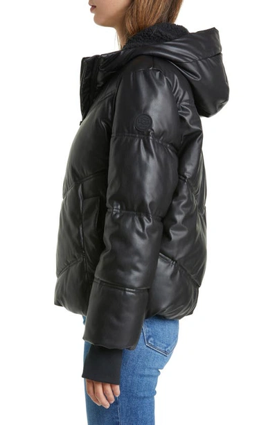 Shop Ugg Ronney Faux Leather Puffer Coat In Black