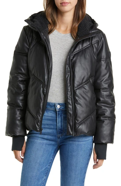 Shop Ugg Ronney Faux Leather Puffer Coat In Black