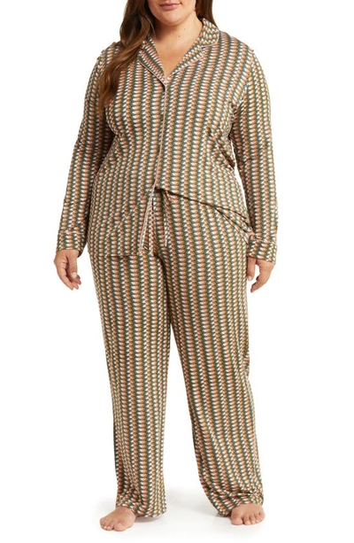 Shop Nordstrom Moonlight Eco Knit Pajamas In Green Cilantro Dome Lines