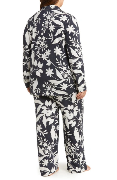 Shop Nordstrom Moonlight Eco Knit Pajamas In Black Outlined Floral