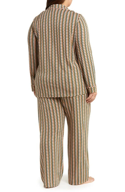 Shop Nordstrom Moonlight Eco Knit Pajamas In Green Cilantro Dome Lines