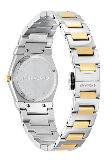 Shop Ferragamo Vega Holiday Capsule Diamond Bracelet Watch, 28mm In Two Tone Gold