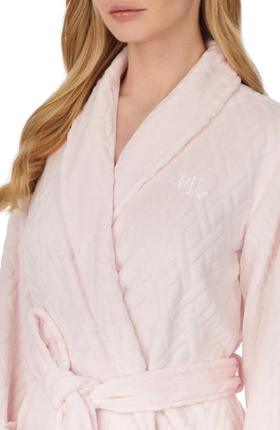 Shop Lauren Ralph Lauren Quilted Shawl Collar Clip Robe In Pink