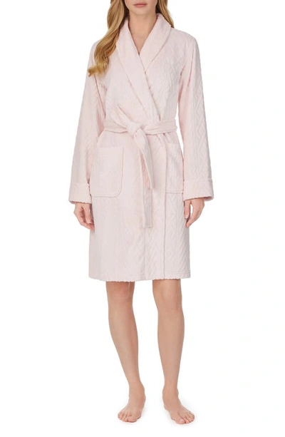 Shop Lauren Ralph Lauren Quilted Shawl Collar Clip Robe In Pink