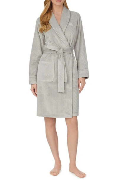Shop Lauren Ralph Lauren Quilted Shawl Collar Clip Robe In Grey