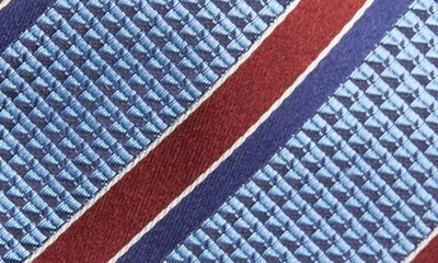 Shop Canali Stripe Silk Tie In Light Blue