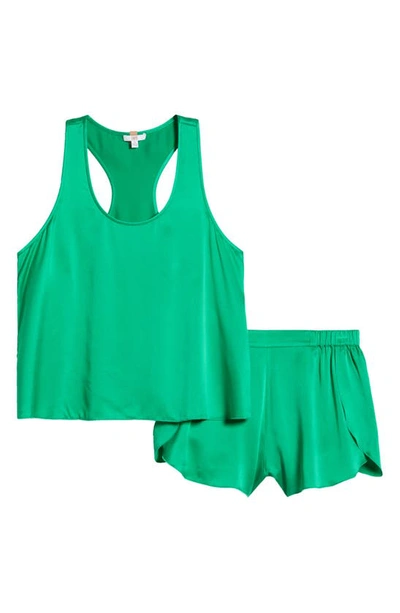 Lunya Racerback Washable Silk Short Pajamas In Glade Green